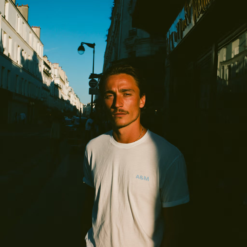 tshirt homme avec broderie personnalisee "AM"